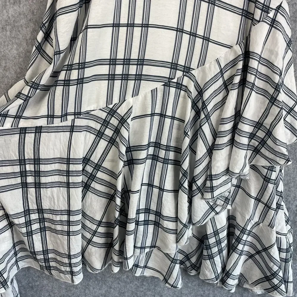 Mia Joy Dress Girls 12‎ Blue Plaid Lace Asymmetric Ruffle Cottage Boho Peasant